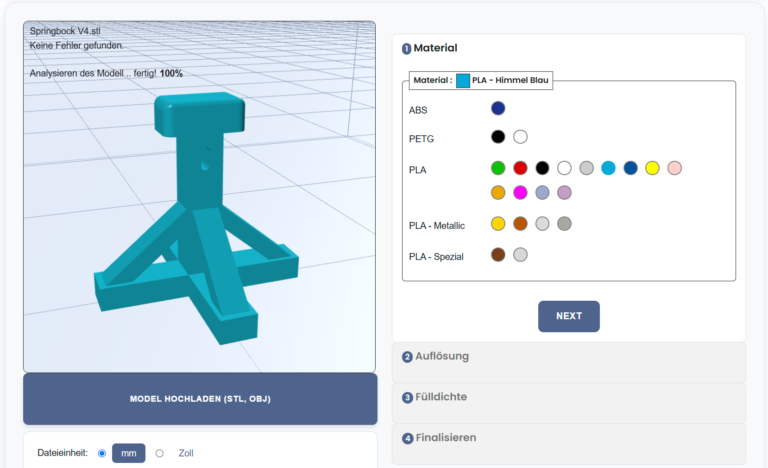 3D-Druckservice Materialauswahl
