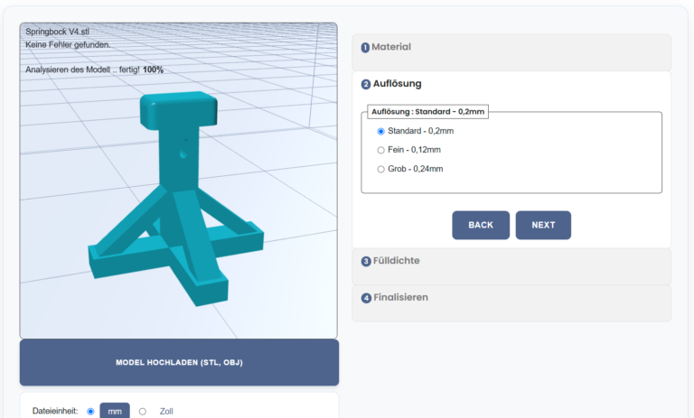 3D-Druckservice Auflösung