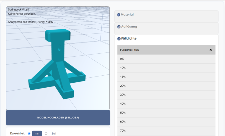 3D-Druckservice Fülldichte