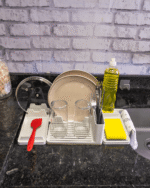 Spül-Organisationssystem Komplett-Set 5-teilig mit Abtropfgestell Topfdeckelhalter Schwammhalter vollständig bestückt